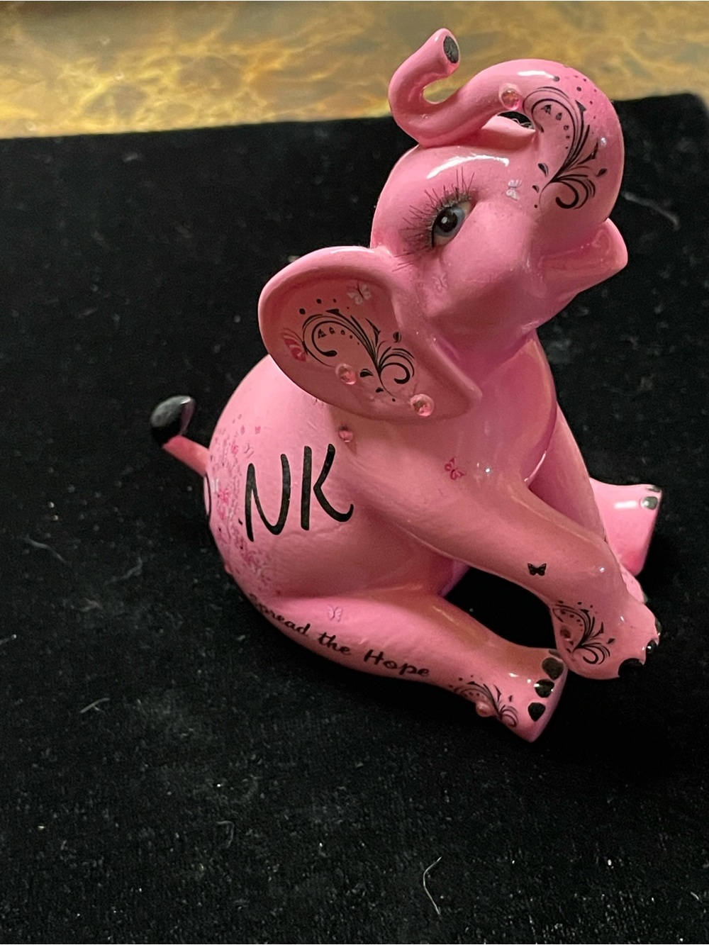 Pink Decorative Elephant Figurine - Home Art Accent - Breast Cancer Awareness